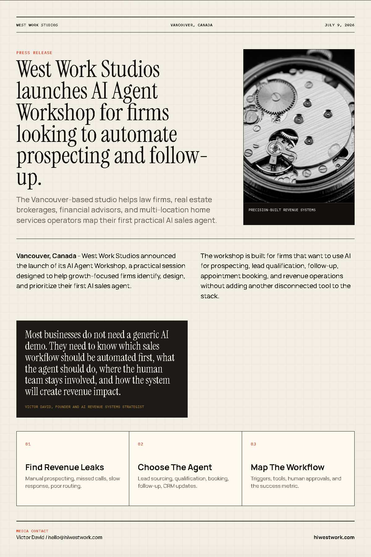 West Work Studios press release visual